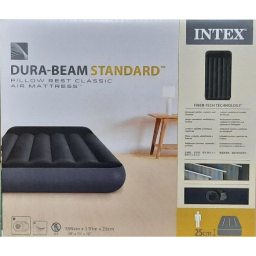 Intex 99cm 單人充氣毛絨床 (64146GB) | 內置電動泵 纖維技術  | 2-4分鐘快速充氣