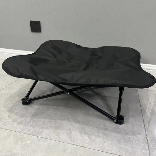 花型可摺疊寵物行軍床 - 黑色 | 防水耐磨 | 四角穩固支撐 | 懸空防潮濕設計