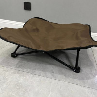 花型可摺疊寵物行軍床 - 咖啡色 | 防水耐磨 | 四角穩固支撐 | 懸空防潮濕設計