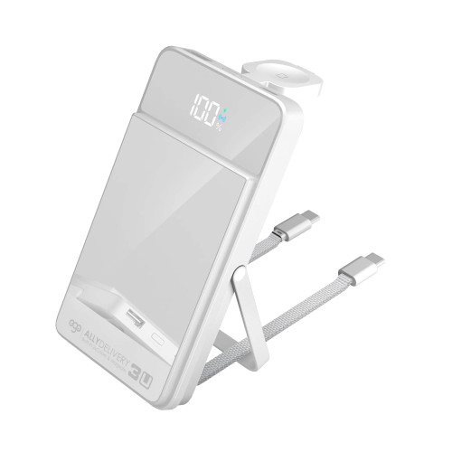 AllyDelivery 3Ux2C版本 10000mAh 行動電源(AD3U-2C) - 白色 | 內置雙Type-C尼龍編織線 | 支援Standby mode | 香港行貨