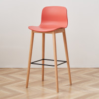 北歐輕奢靠背高腳椅 - 橘紅色 | 簡約設計 | 75cm舒適靠背 | 穩固高腳 | 承重強 | 易於清潔