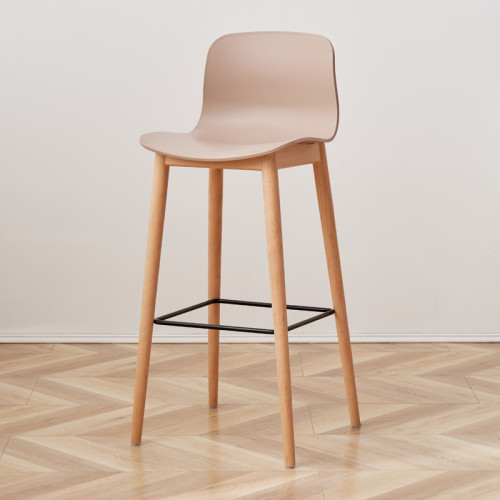 北歐輕奢靠背高腳椅 - 卡其色 | 簡約設計 | 75cm舒適靠背 | 穩固高腳 | 承重強 | 易於清潔