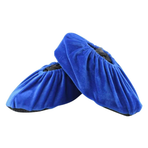 家用非一次性絨布鞋套 - 寶藍色(5對裝) | 可反覆水洗 | 彈力束縛 | 防滑耐磨