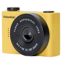 VisionKids HappiCamu Nano 迷你兒童數碼相機 - 黃色 | 2000 萬畫素超高畫質 | 內建可愛卡通相框 | 8倍變焦 | 香港行貨