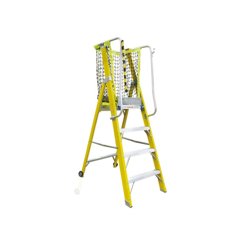 Glora Build GB-104B4 四級單面纖維梯台連梯網 | 輕量高強度纖維梯身 | 一體成型防滑梯台 | 符合人體工學的護欄與梯網設計 | 符合 EN131 標準