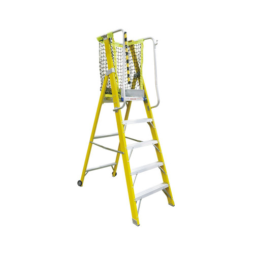 Glora Build GB-104B5 五級單面纖維梯台連梯網 | 輕量高強度纖維梯身 | 一體成型防滑梯台 | 符合人體工學的護欄與梯網設計 | 符合 EN131 標準