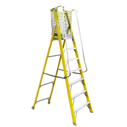 Glora Build GB-104B7 七級單面纖維梯台連梯網 | 輕量高強度纖維梯身 | 一體成型防滑梯台 | 符合人體工學的護欄與梯網設計 | 符合 EN131 標準