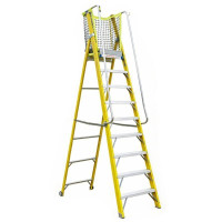 Glora Build GB-104B9 九級單面纖維梯台連梯網 | 輕量高強度纖維梯身 | 一體成型防滑梯台 | 符合人體工學的護欄與梯網設計 | 符合 EN131 標準