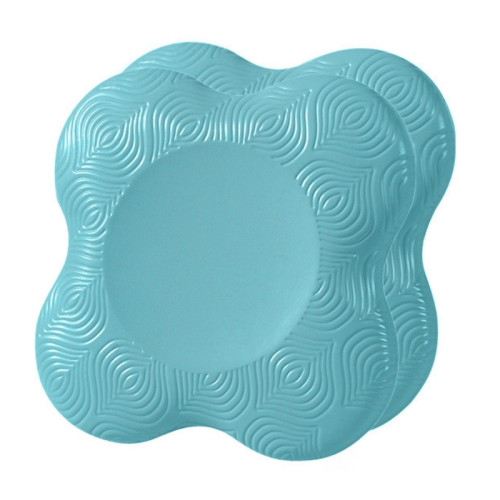 加厚防滑瑜珈護膝墊(一對裝) - 藍色 | 運動跪墊/平板支撐墊/關節保護軟墊 | 凹圓中心槽 | 可水洗