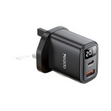 yesido 20w雙口充電插頭 | typec/usb | 數顯功率 | 適用華為手機
