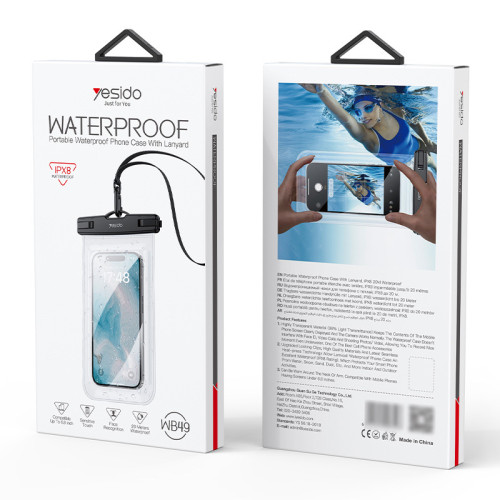yesido 戶外手機透明防水袋 | 清晰透視膜 | TPU材質 | 觸感靈敏 | 防水卡扣