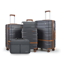 大容量旅行箱多功能五件套-灰色 | 鋁合金拉桿 | 靜音萬向輪 | TSA海關鎖