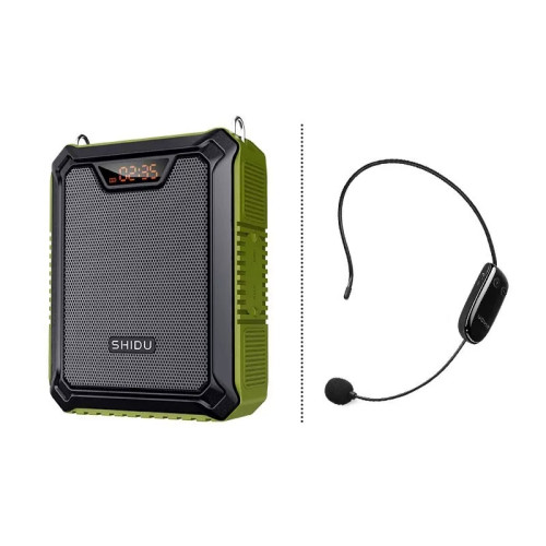 十度Shidu M808 無線頭戴咪藍牙擴音器 - 軍綠色 | UHF無線抗干擾麥克風 | 藍牙5.3無線播放 | 教師導遊專用擴音