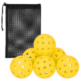 40孔注塑匹克球專業訓練球 - 黃色(6個裝) | 準機鑽孔技術 | 74mm標準尺寸 | 高可見度顏色 | 強彈性材質