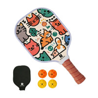 Pickleball親子互動匹克球拍 - 兒童貓單拍套餐 | 兒童專屬輕量化 | 大拍面大甜區 | 防滑減震手柄 | 高效能防護條