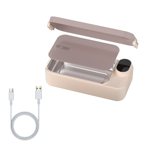 充電式加熱保溫免插電便當盒 - 豆沙色 | 免注水加熱 | 內膽可拆卸 | 900ml大容量
