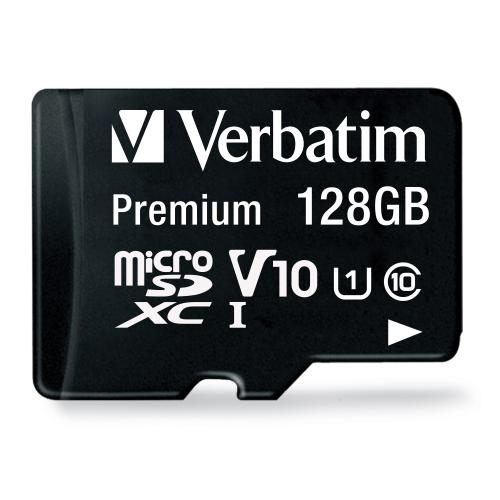 Verbatim Premium microSD XC記憶卡 - 128G | 附轉接器 | V10 視訊速度等級 | UHS-I接口，U1速度等級 | 香港行貨