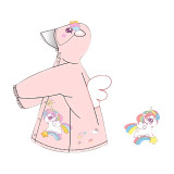 立體長身透氣兒童雨衣 - 夢幻獨角獸-L碼 | 升級拉鍊+防水高領 | 速乾材質 | 隱形書包位 | 防雨大帽簷