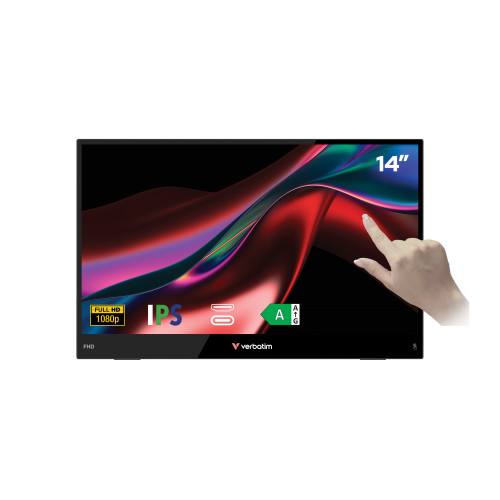Verbatim LIGHT系列 1080p 便攜式觸控顯示器 - 14吋 | 10點電容式多點觸控 | IPS 178° 超廣角面板 | 香港行貨