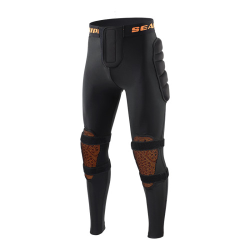 SEARIPE滑雪內穿防撞護臀護膝防摔長褲(黑色) - L碼 | 高彈緊腰帶+腰部護墊 | SPO耐低溫緩震材質 | 一體式護臀護膝