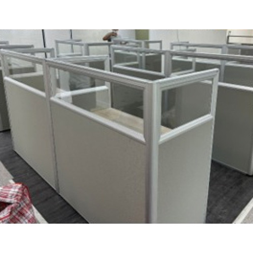 半玻璃半布藝辦公桌專用屏風 - W120*H120cm (32mm厚度) | 多款顏色 | 包安裝及送貨