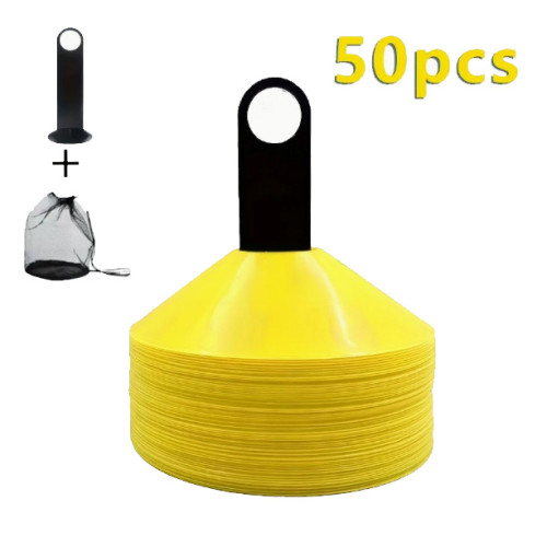 足球訓練多功能輔助標誌盤 - 黃色(50pcs) | 障礙物定位標識 | 訓練場分區標識牌 | 便攜可移動 | 高視覺度訓練器材