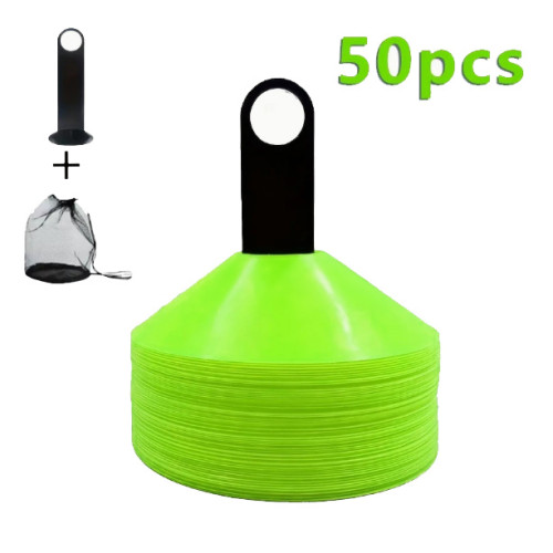 足球訓練多功能輔助標誌盤 - 綠色(50pcs) | 障礙物定位標識 | 訓練場分區標識牌 | 便攜可移動 | 高視覺度訓練器材
