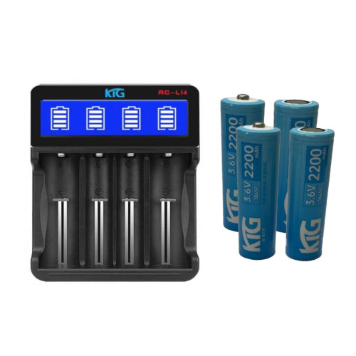 韓國 KTG RC-L14快速4槽充電器(USB) + KTG 18B220 18650 220mAh電池*4粒 | 2小時快充 | 智能控溫保護 | 香港行貨