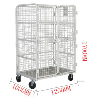 可折疊物流台車 - 1200*1000*1700mm四小門加密 | 一鍵折疊節省倉儲空間 | 四面網格防貨物跌落