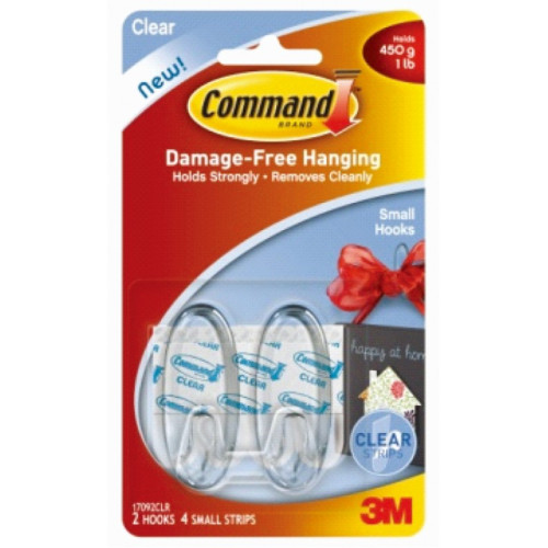 3M Command™ 無痕™ 透明小型掛鈎 17092CLR