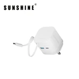 Sunshine MPE-65WH  插牆式充電器 | 2插口1C1A | GaN 65W | 伸縮USB-C充電線 | 香港行貨 - 白色