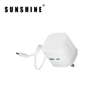 Sunshine MPE-65WH  插牆式充電器 | 2插口1C1A | GaN 65W | 伸縮USB-C充電線 | 香港行貨 - 白色