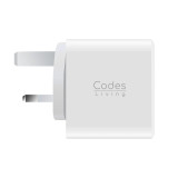Codes Codes PD 20W氮化鎵充電插頭 | 雙接口設計| PD 20W極速快充 | 全球通用電壓 (110-240V) | 香港行貨