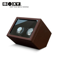 BOXY DC-02D S/DC 雙個手錶自動上鍊盒(貼皮款) - 深棕色 | 三種方向模式 (順/逆/雙向) | 光電感應精準歸位 | 台灣製造 - 香港代理一年保用