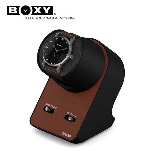 BOXY Nightstand 單錶位手錶自動上鍊盒 - EXT款皮革棕色 | 搖錶器 | 專用BLDC無刷馬達 | 4種轉速設定 | 台灣製造 - 香港代理一年保用