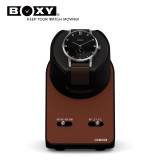 BOXY Nightstand 單錶位手錶自動上鍊盒 - EXT款皮革棕色 | 搖錶器 | 專用BLDC無刷馬達 | 4種轉速設定 | 台灣製造 - 香港代理一年保用