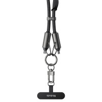 Mcdodo 60W 二合一充電1.2M斜背手機掛繩(CA-6830) - 黑色 | Type-C to Type-C | 鋅合金調節釦 | 掛繩兼充電線 | 香港行貨