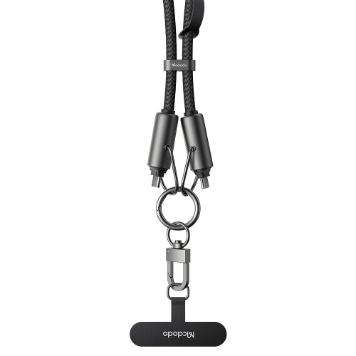 Mcdodo 60W 二合一充電1.2M斜背手機掛繩(CA-6830) - 黑色 | Type-C to Type-C | 鋅合金調節釦 | 掛繩兼充電線 | 香港行貨