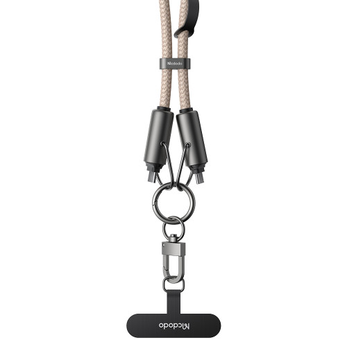 Mcdodo 60W 二合一充電1.2M斜背手機掛繩(CA-6831) - 卡其色 | Type-C to Type-C | 鋅合金調節釦 | 掛繩兼充電線 | 香港行貨