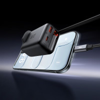 Mcdodo CH-1270 35W 1C+1A GaN充電器 - 黑色 | 內建伸縮C線 | 3裝置同時快充 | 摺疊插腳 | 香港行貨