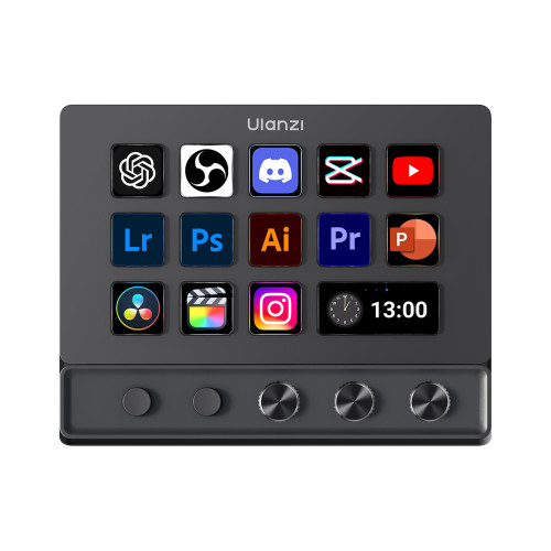 ULANZI D200X 旋鈕款鍵盤 | 8合1全能擴展塢 | 可視化LCD按鍵 + 高精度編碼器旋鈕 | 支援 Final Cut Pro / 達芬奇 / Premiere Pro | 香港行貨
