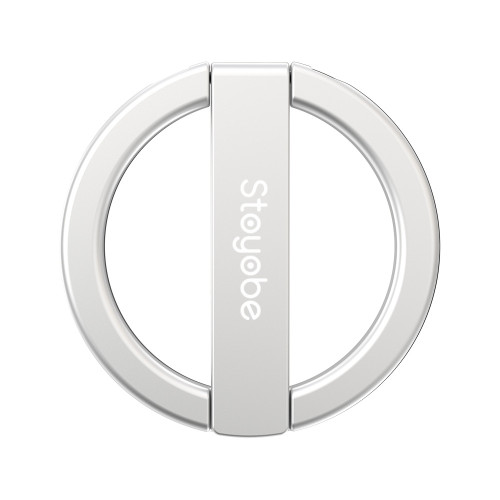 Stoyobe 圓形扣 Magsafe磁吸手機支架 - 銀色 | 360°旋轉隨意調節 | 簡約圓環設計時尚便攜