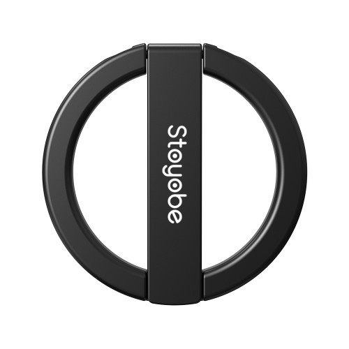 Stoyobe 圓形扣 Magsafe磁吸手機支架 - 黑色 | 360°旋轉隨意調節 | 簡約圓環設計時尚便攜