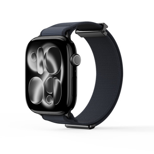 DUX DUCIS YM Apple iWatch 磁吸編織物錶帶 - 黑色(38-42mm) | 回環扣加固 | 可調式編織帶無段貼合