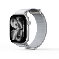 DUX DUCIS YM Apple iWatch 磁吸編織物錶帶 - 淺灰色(38-42mm) | 回環扣加固 | 可調式編織帶無段貼合