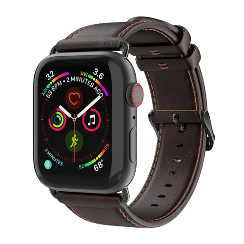 DUX DUCIS Business Apple iWatch 原生皮革商務款錶帶 - 咖啡色(38-42MM) | 佩戴親膚透氣 | 錶帶精細縫線工藝