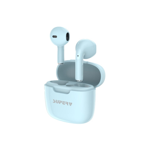 SuperV i68 TWS炫彩系列無線藍牙耳機 - 藍色 | 13mm動態喇叭 | 智能觸控+單雙耳靈活切換 | 香港行貨 | 一年保養