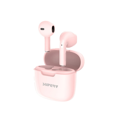 SuperV i68 TWS炫彩系列無線藍牙耳機 - 粉色 | 13mm動態喇叭 | 智能觸控+單雙耳靈活切換 | 香港行貨 | 一年保養