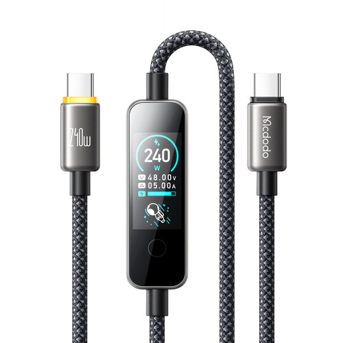 MCDODO CA-8750 240W USB-C to USB-C 編織智能數顯充電線 - 1.2m | 即時顯示充電狀態 | 四種顯示模式自由切換