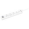 Philips CHP8243WB 30GAN 3USB 4插座總開關拖板 - 白色 | 3USB智能分流 | 安全防雷 | 獨立開關 | 香港行貨 | 一年保養